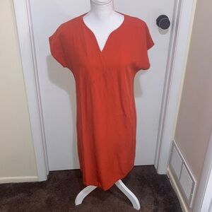 Nau XS Rust Orange Short Sleeve Tencel/Linen Dress